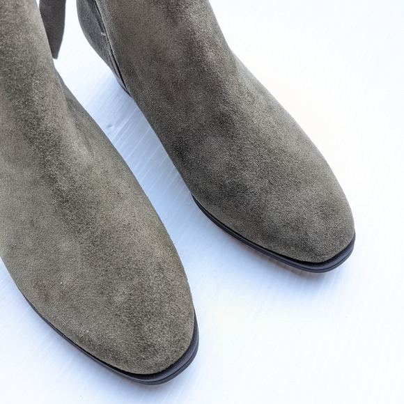 AEROSOLES Crosswalk Olive Suede ruched ankle booties fall autumn - Picture 5 of 10